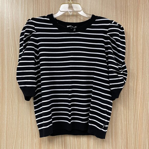 DKNY Black Stripe Sweater Size XL - Picture 1 of 5